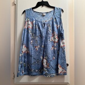 Plus size- Blue floral print top